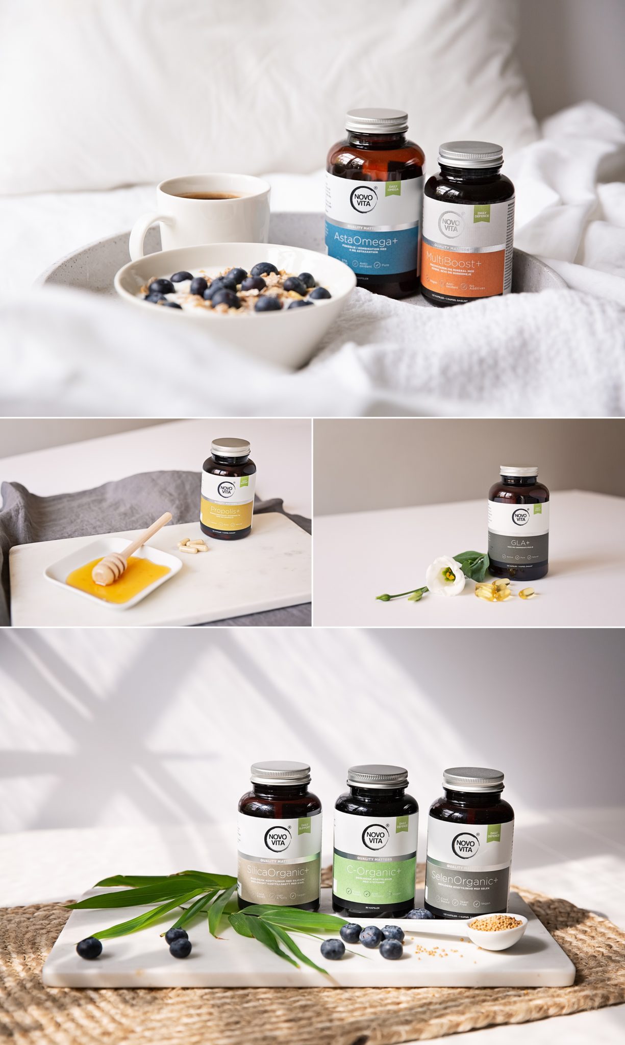 Light photos of healthcare products and food