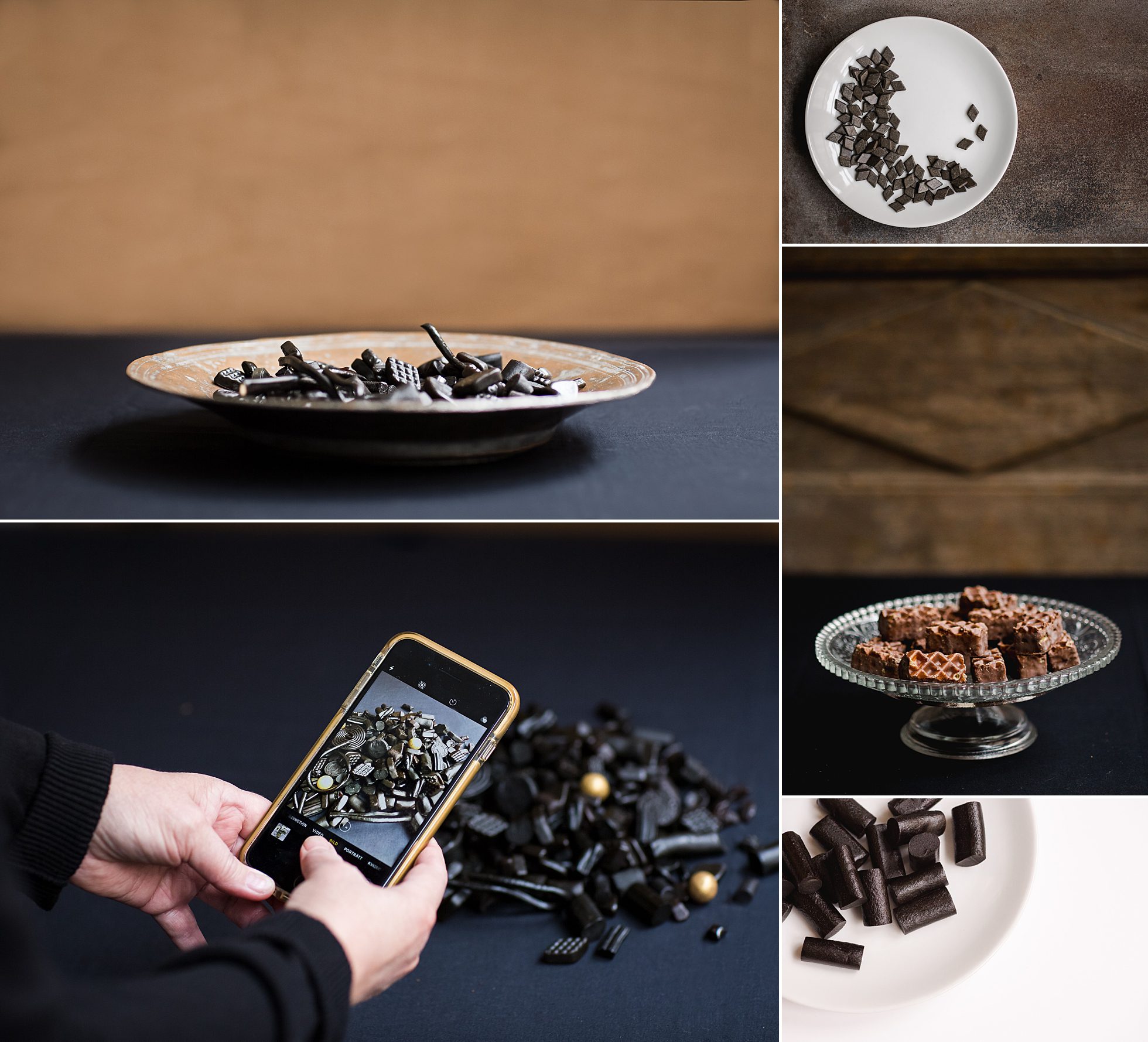 Product photos of liquorice and chocolate